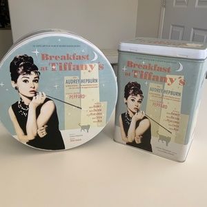 AUDREY HEPBURN BREAKFAST AT TIFFANY’S LARGE METAL CANISTER SET
